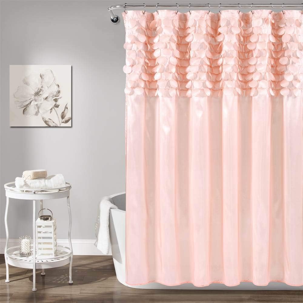 Lillian Shower Curtain Single 72" W x 72" L Blush - Pink Shower Curtains for Bathroom - Bathroom Curtain - Glam Bathroom Decor