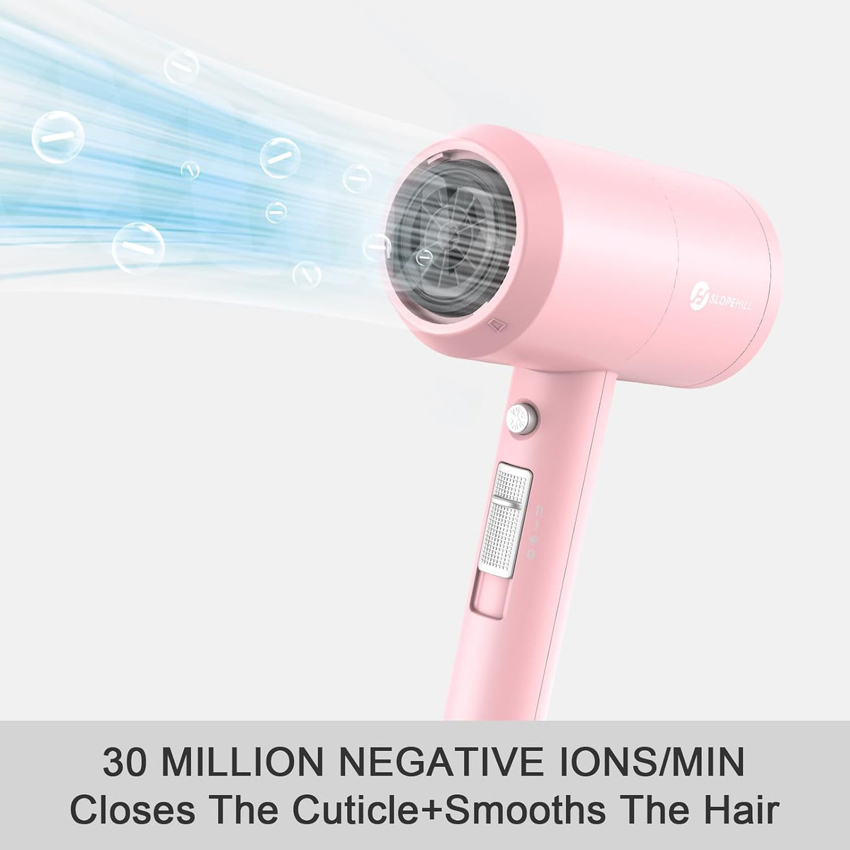 Professional Ionic Hair Dryer, Powerful 1800W Fast Drying Low Noise Blow Dryer with 2 Concentrator Nozzle 1 Diffuser Attachments for Home Salon Travel (Pink)