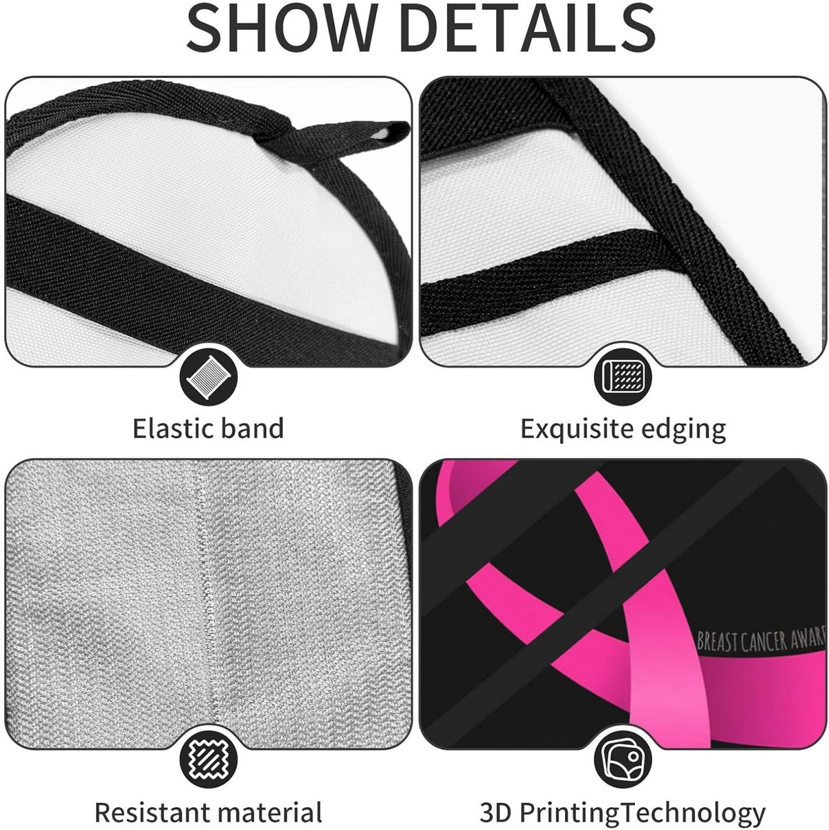 Breast Cancer Survivor Awareness Pink Ribbon Pet Hair Removal Glove Dogs Hair Remover Glove Cats Fur Removal Tool with Hanging Loop for Couch 6.7X9.5 in