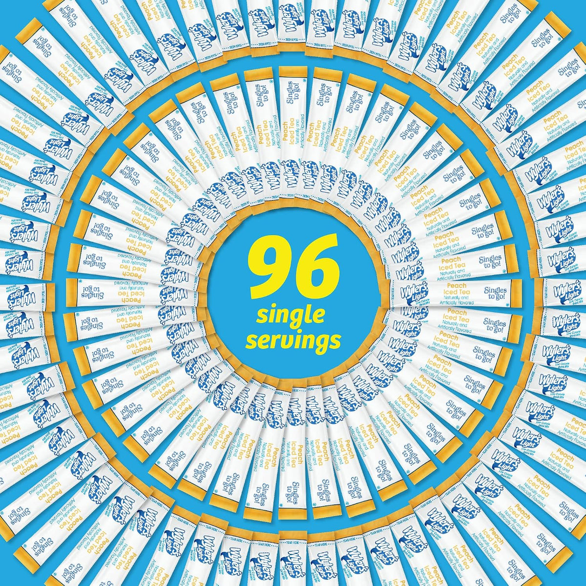 Singles To Go Water Drink Mix, Peach Iced Tea, 96 Packets