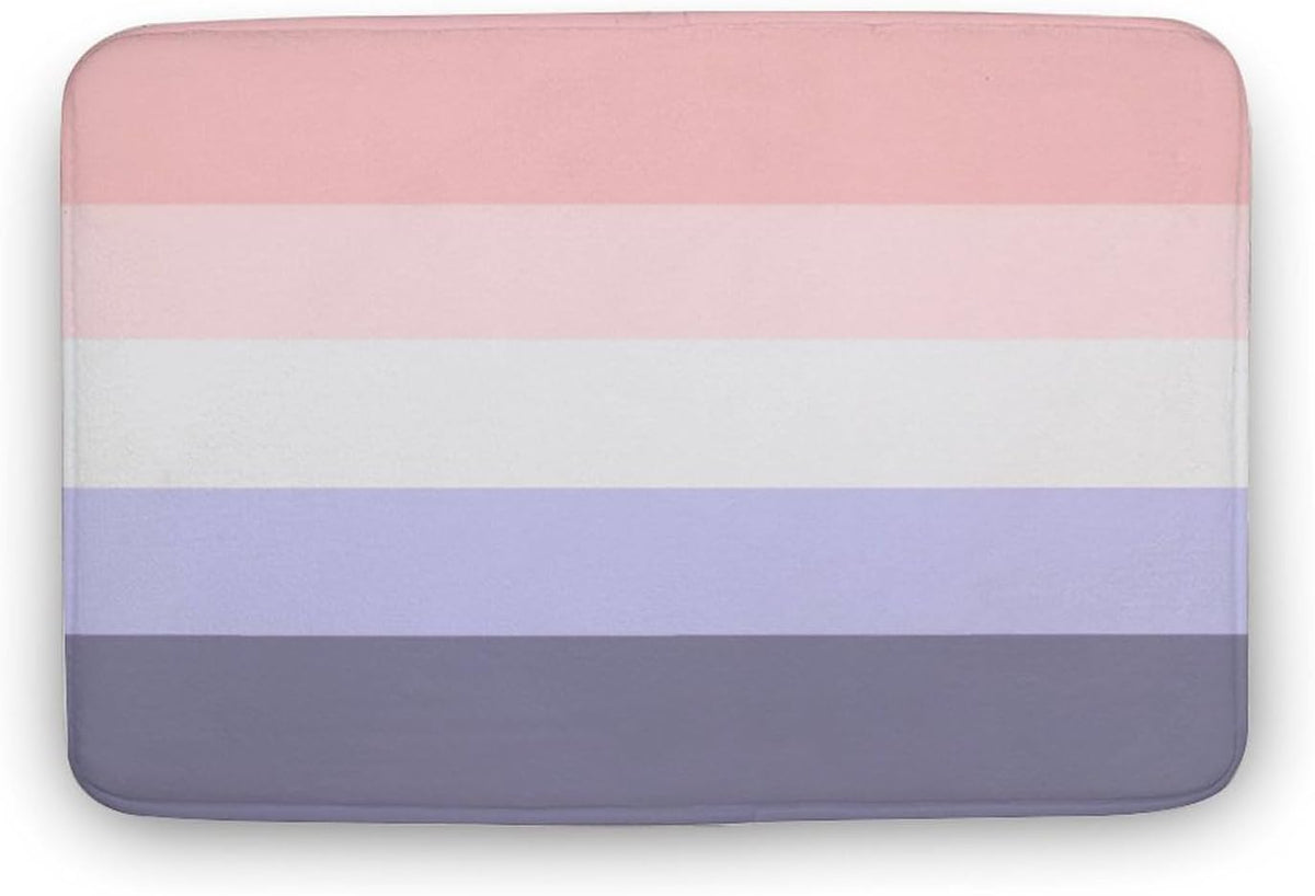 Horizontal Stripe Pink, Peach & Purple Bath Mat Rug 24x16, Ultra Soft Bathroom Rug, Non Slip and Absorbent Bath Rug Carpet for Bathroom Floor, Tub and Shower
