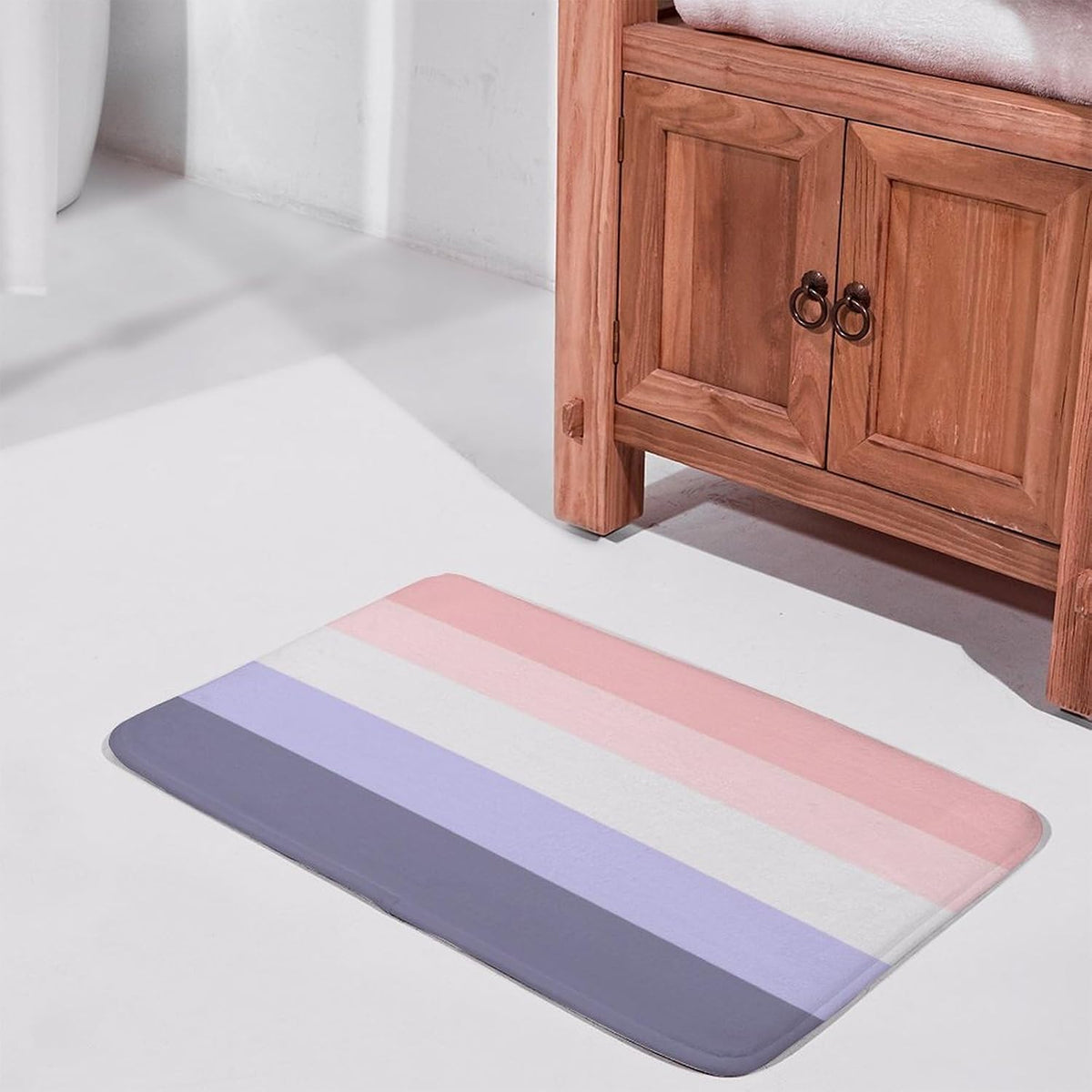 Horizontal Stripe Pink, Peach & Purple Bath Mat Rug 24x16, Ultra Soft Bathroom Rug, Non Slip and Absorbent Bath Rug Carpet for Bathroom Floor, Tub and Shower