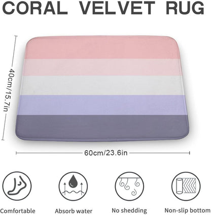 Horizontal Stripe Pink, Peach & Purple Bath Mat Rug 24x16, Ultra Soft Bathroom Rug, Non Slip and Absorbent Bath Rug Carpet for Bathroom Floor, Tub and Shower