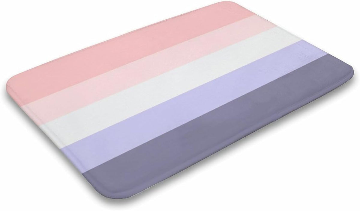 Horizontal Stripe Pink, Peach & Purple Bath Mat Rug 24x16, Ultra Soft Bathroom Rug, Non Slip and Absorbent Bath Rug Carpet for Bathroom Floor, Tub and Shower