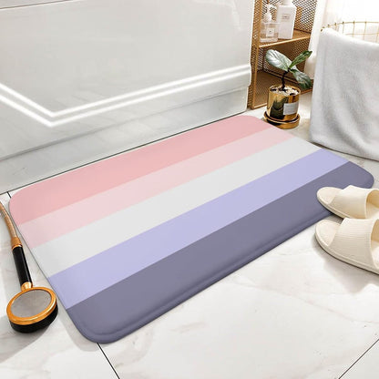 Horizontal Stripe Pink, Peach & Purple Bath Mat Rug 24x16, Ultra Soft Bathroom Rug, Non Slip and Absorbent Bath Rug Carpet for Bathroom Floor, Tub and Shower
