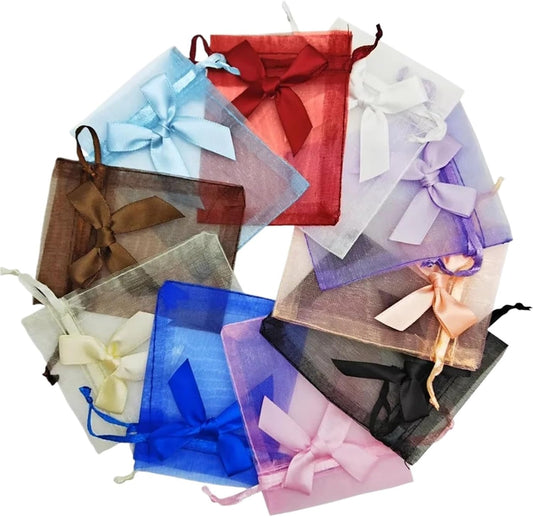 Cookie Packaging Bag 100pcs Bowknot Organza Gift Bag 7x9 9x12 10x15 Jewelry Bags Wedding Party Jewelry Candy Drawstring Packaging Pouch Gift Bag(Peach,7x9cm)
