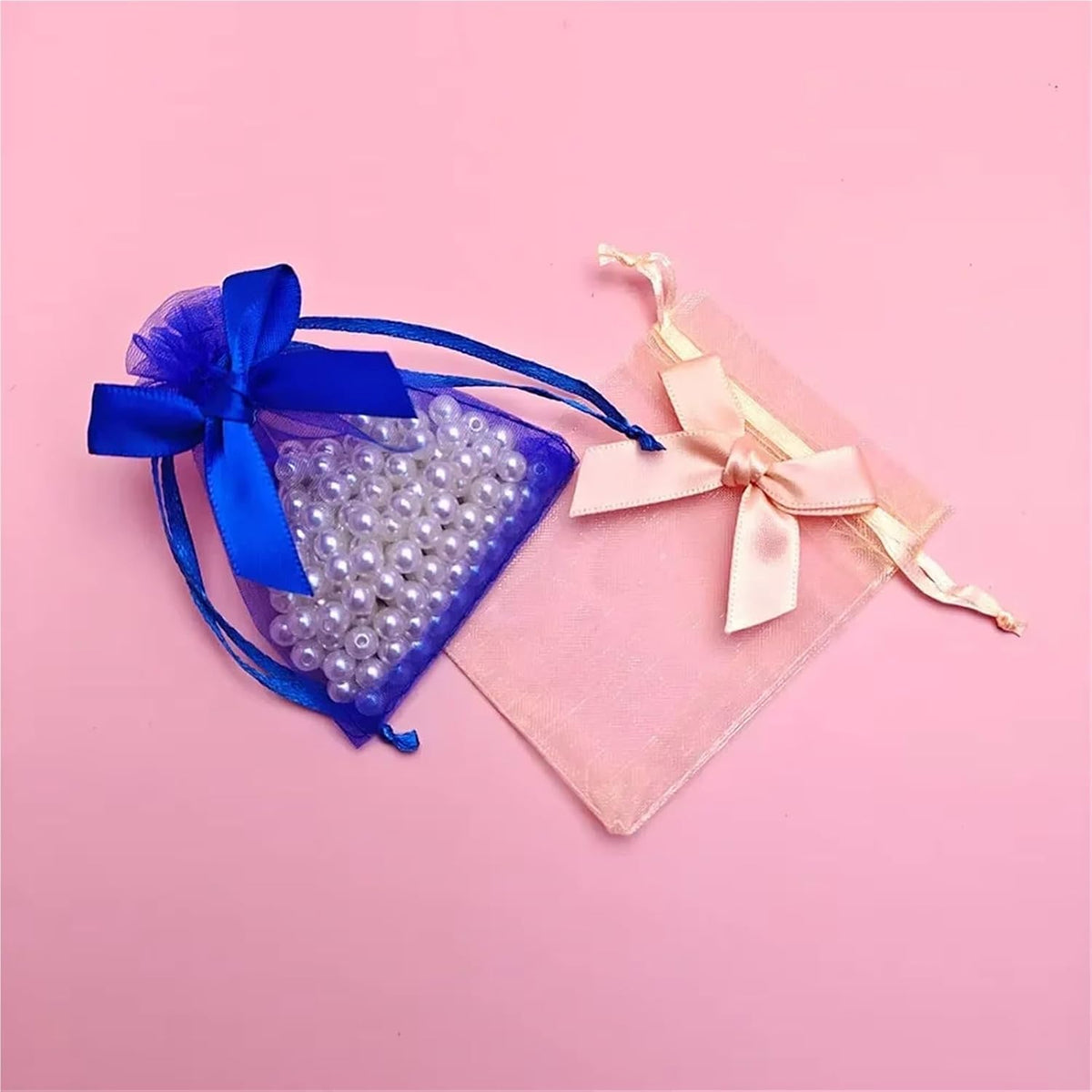 Cookie Packaging Bag 100pcs Bowknot Organza Gift Bag 7x9 9x12 10x15 Jewelry Bags Wedding Party Jewelry Candy Drawstring Packaging Pouch Gift Bag(Peach,7x9cm)