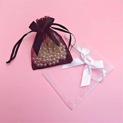 Cookie Packaging Bag 100pcs Bowknot Organza Gift Bag 7x9 9x12 10x15 Jewelry Bags Wedding Party Jewelry Candy Drawstring Packaging Pouch Gift Bag(Peach,7x9cm)