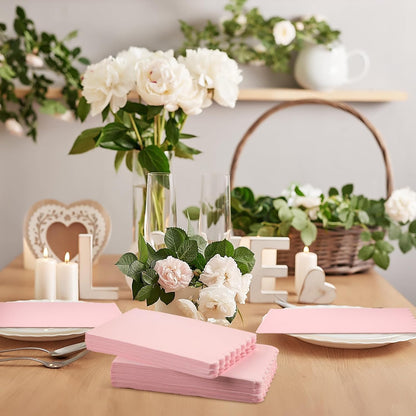 100 Pcs Pink Lace Disposable Paper Napkins 2 Ply Dinner