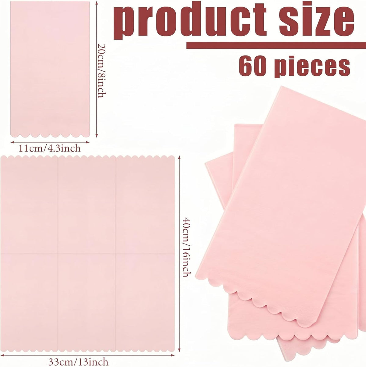 100 Pcs Pink Lace Disposable Paper Napkins 2 Ply Dinner