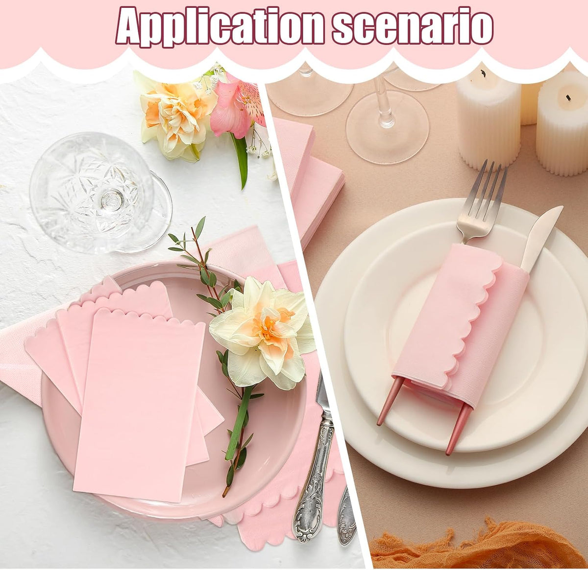 100 Pcs Pink Lace Disposable Paper Napkins 2 Ply Dinner