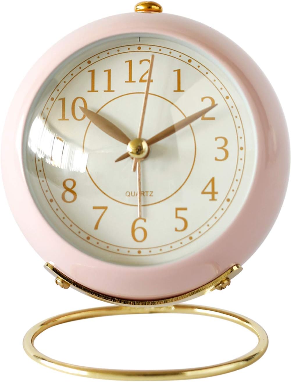 Small Tableclocks Classic Non-Ticking Tabletop Alarm Clock,Pink