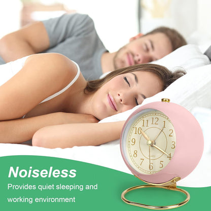 Small Tableclocks Classic Non-Ticking Tabletop Alarm Clock,Pink