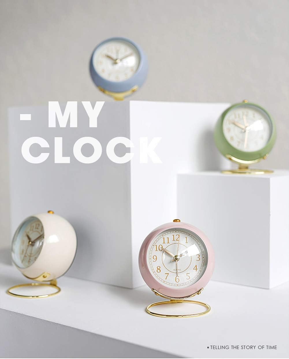 Small Tableclocks Classic Non-Ticking Tabletop Alarm Clock,Pink