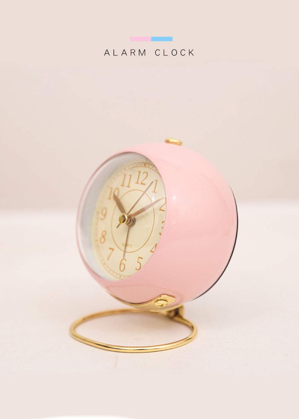 Small Tableclocks Classic Non-Ticking Tabletop Alarm Clock,Pink