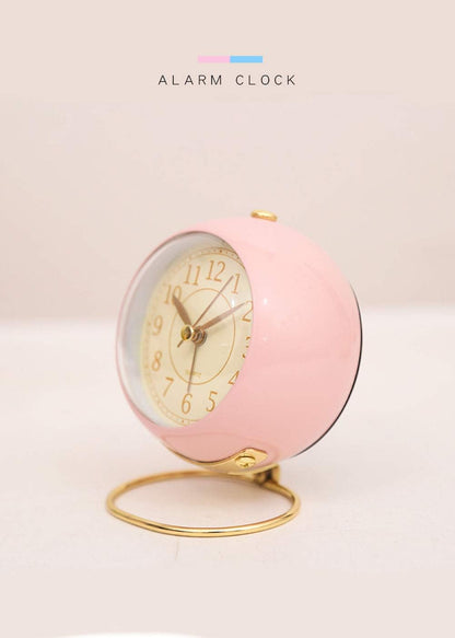 Small Tableclocks Classic Non-Ticking Tabletop Alarm Clock,Pink