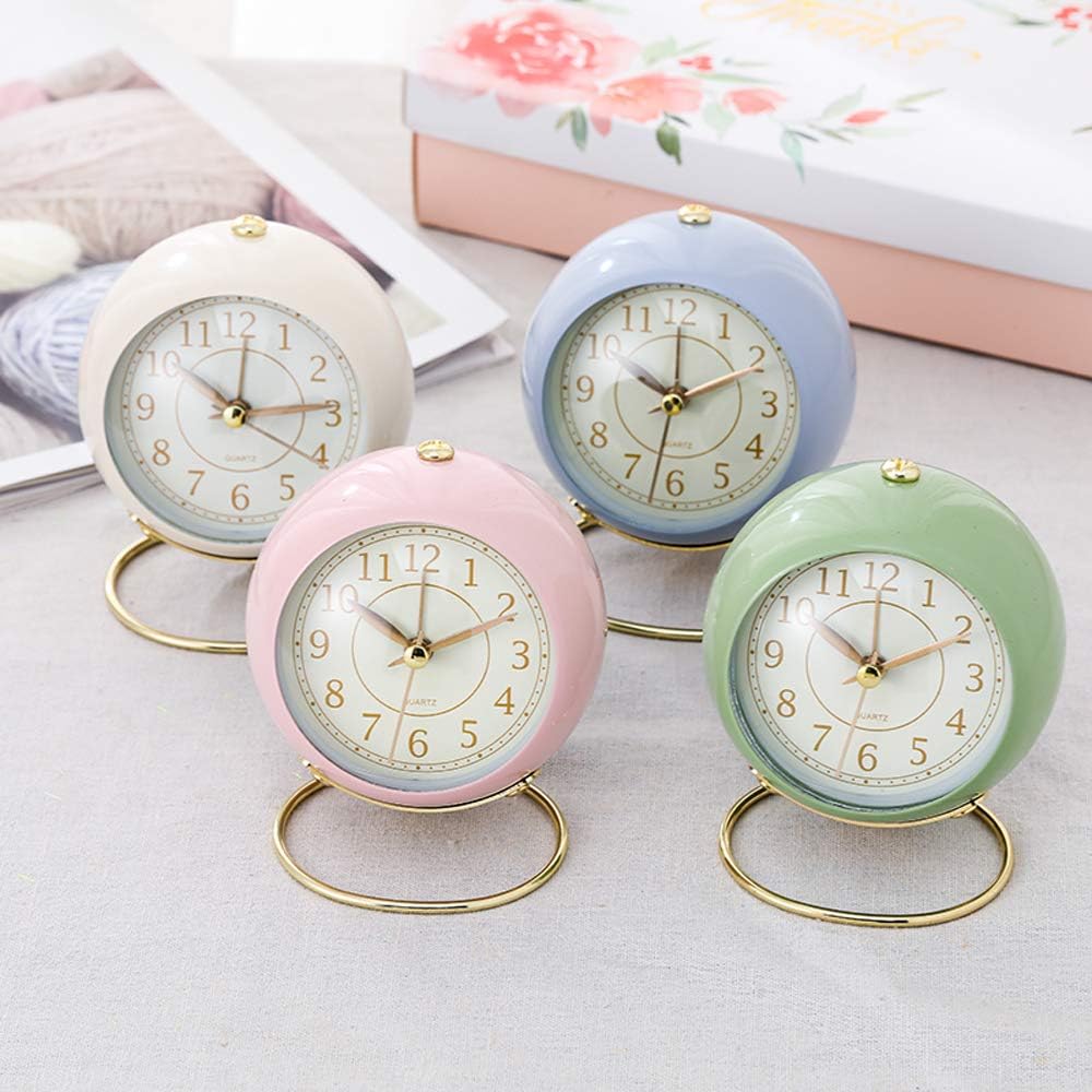 Small Tableclocks Classic Non-Ticking Tabletop Alarm Clock,Pink