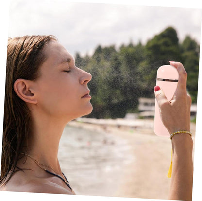 Portable Handheld Face Steamer for Women with Nutritional Essence Absorption, Easy to Store Mini Facial Mister in Pink Abs Material, for Travel and Salon Use