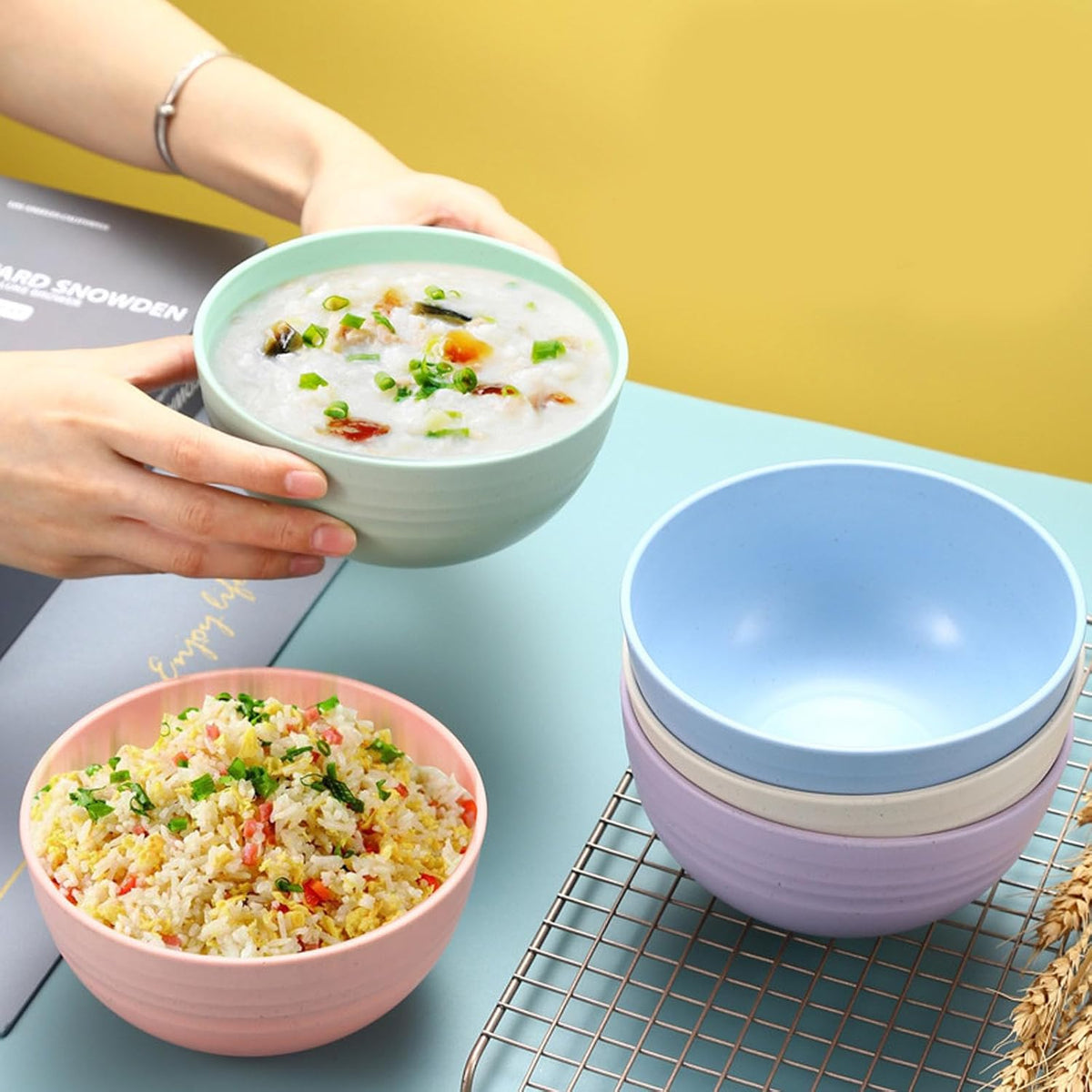 5Pcs Wheat Straw Cereal Bowls, Unbreakable Wheat Straw Bowl