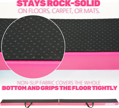 8FT Folding Balance Beam -Gymnastics Floor Beam -Gymnastics Equipment for Kids,Wood core- Anti-Slip Bottom and Carrying Bag for Home