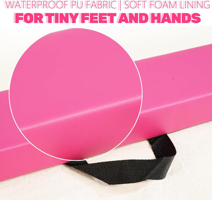 8FT Folding Balance Beam -Gymnastics Floor Beam -Gymnastics Equipment for Kids,Wood core- Anti-Slip Bottom and Carrying Bag for Home