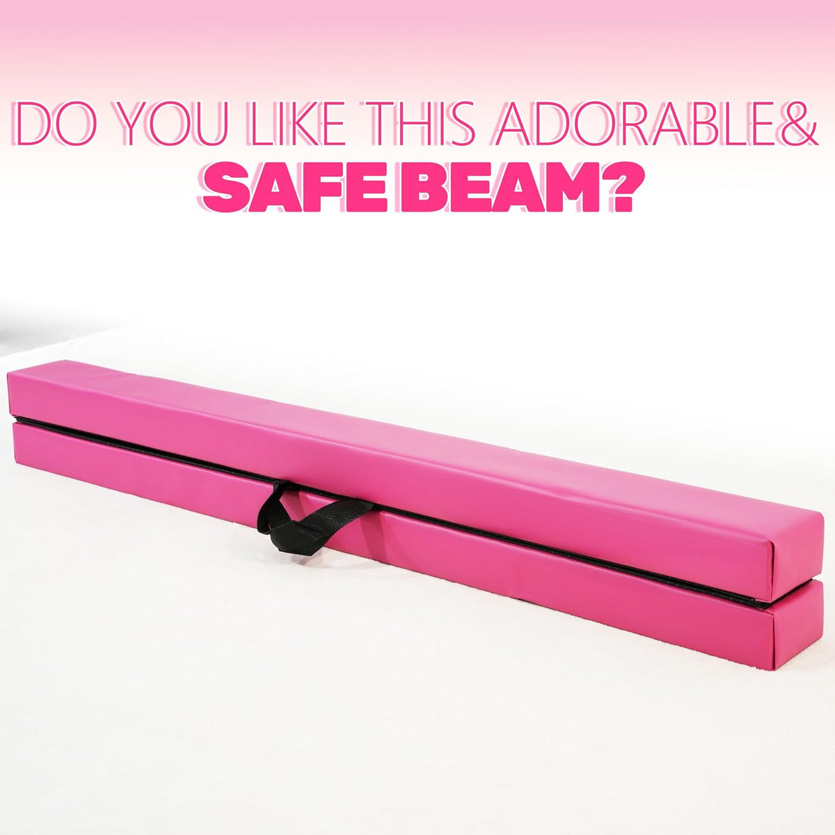 8FT Folding Balance Beam -Gymnastics Floor Beam -Gymnastics Equipment for Kids,Wood core- Anti-Slip Bottom and Carrying Bag for Home
