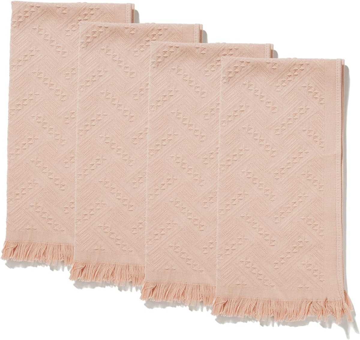 Bathroom Hand Towel Turkish Cotton Face Towel 14X30 Absorbent Soft Face Kitchen Towel Decorative Set Boho Farmhouse Bathroom Decor (Pink, 4Packs)