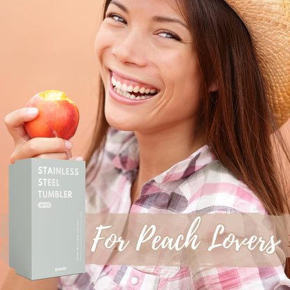 Peach Gifts for Women/Girls, Unique Design Peach Glitter Tumbler with Lid & Straw, for Christmas, Birthday, Perfect Gifts for Peach Lovers, Cute Peach Lover Gift