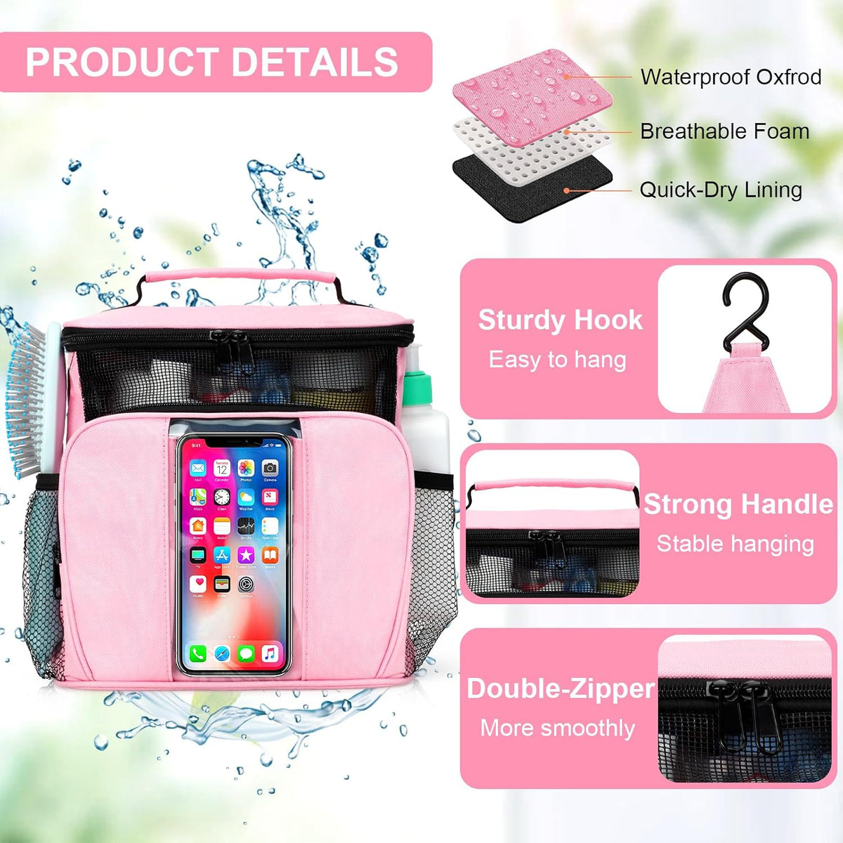 College Dorm room Essentials for Girls, Quick Dry Mesh Shower Caddy, Travel Cruise Ship Essentials,Travel Toiletry Bag for Women, Large Makeup Organizer for Full-Sized Toiletries Gifts for Women