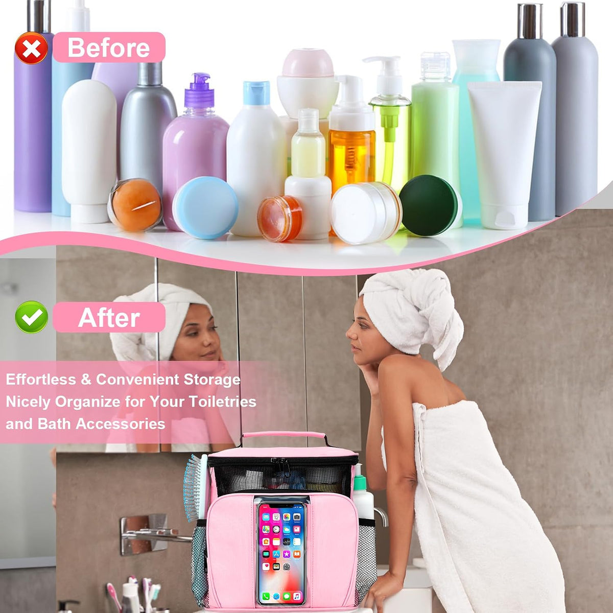 College Dorm room Essentials for Girls, Quick Dry Mesh Shower Caddy, Travel Cruise Ship Essentials,Travel Toiletry Bag for Women, Large Makeup Organizer for Full-Sized Toiletries Gifts for Women