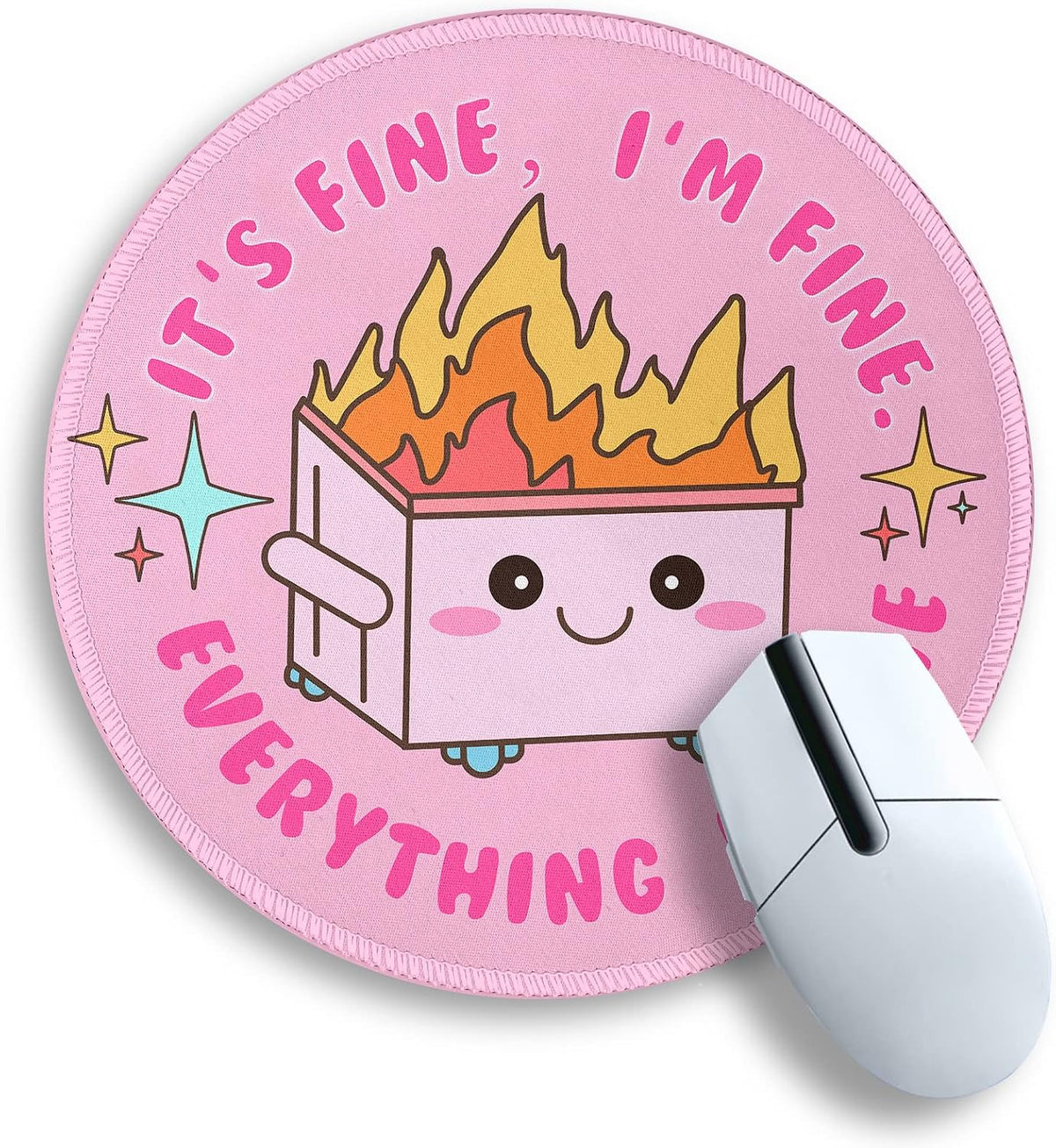 Pink Round Mouse Pads for Desk, Cute Office Decor for Women 8.6 in