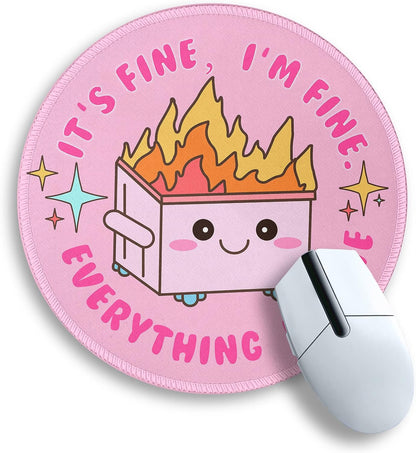Pink Round Mouse Pads for Desk, Cute Office Decor for Women 8.6 in