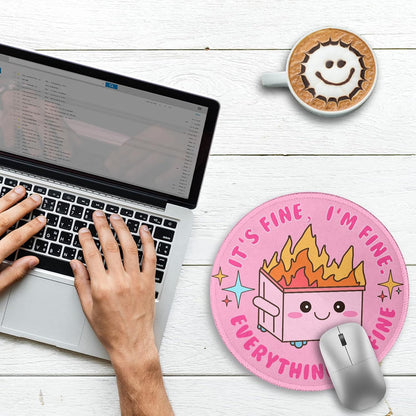 Pink Round Mouse Pads for Desk, Cute Office Decor for Women 8.6 in