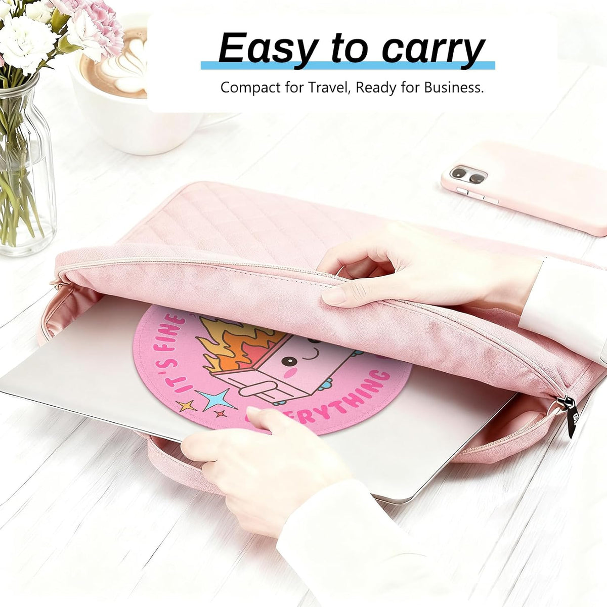 Pink Round Mouse Pads for Desk, Cute Office Decor for Women 8.6 in