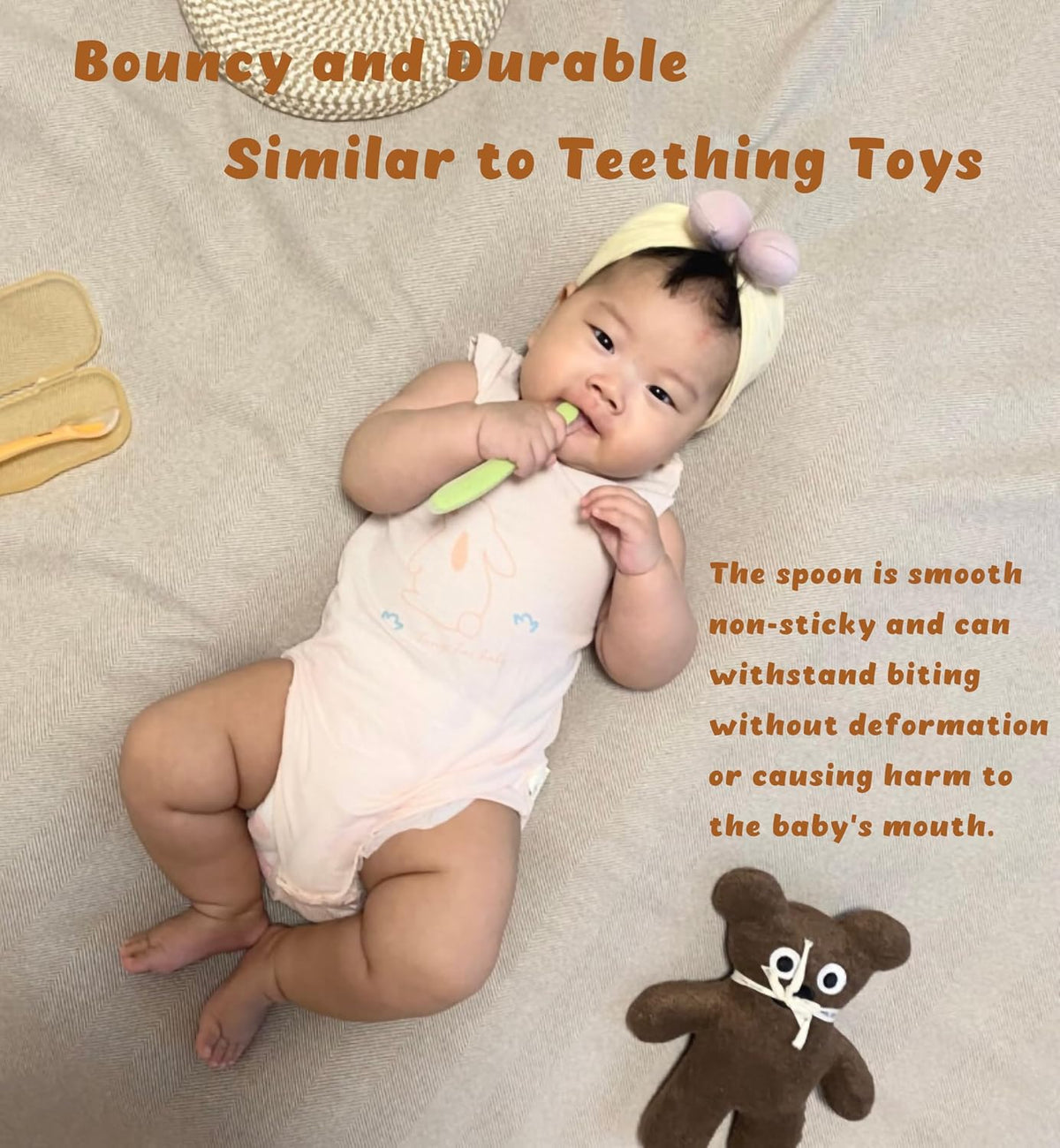 Baby Spoons with Travel Case, Soft Silicone 2-Pack, Non-slip