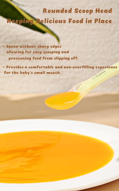 Baby Spoons with Travel Case, Soft Silicone 2-Pack, Non-slip