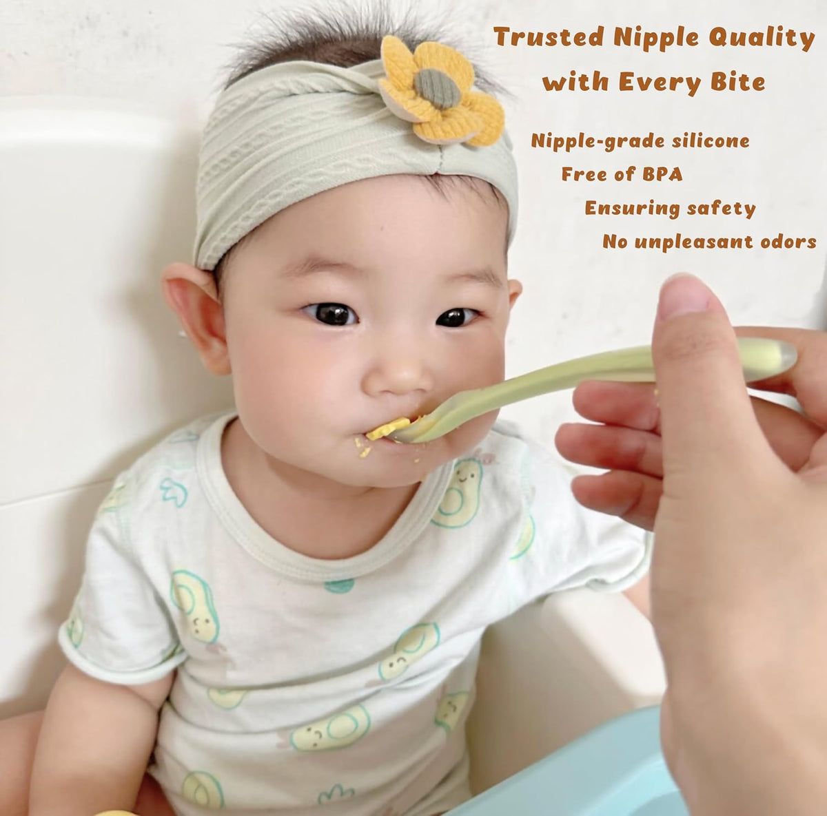 Baby Spoons with Travel Case, Soft Silicone 2-Pack, Non-slip