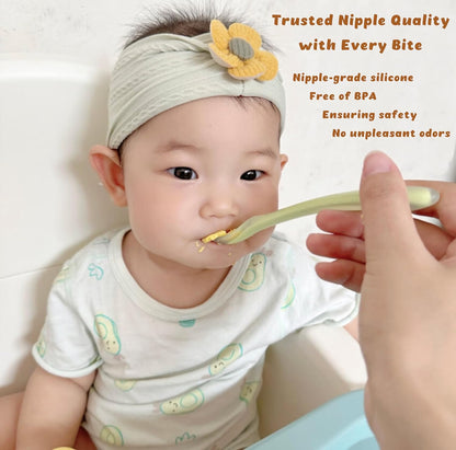 Baby Spoons with Travel Case, Soft Silicone 2-Pack, Non-slip
