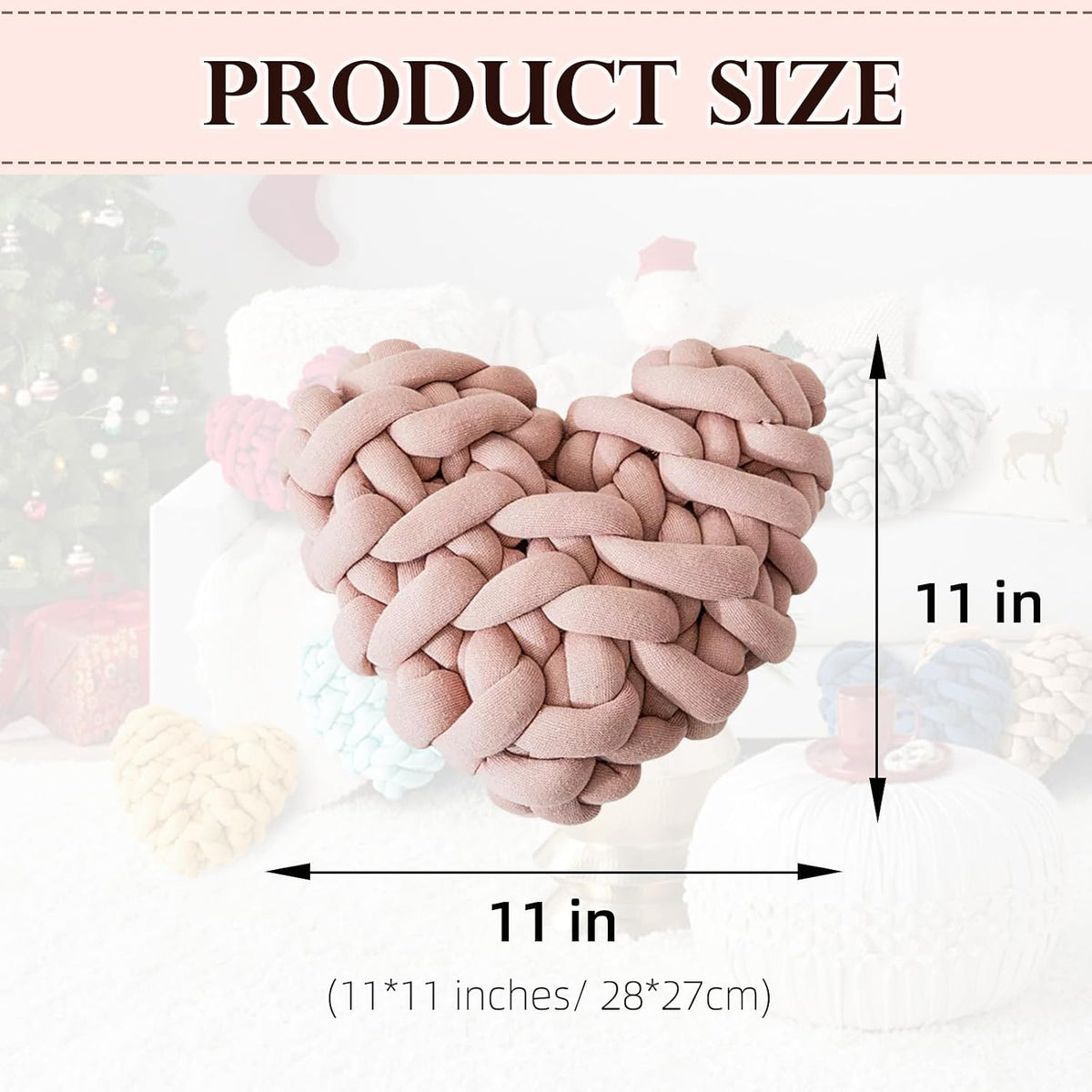 Heart Knotted Pillow Cute Love Shaped Throw Pillow for Sofa Couch Chair Home Knot Decorations Pink