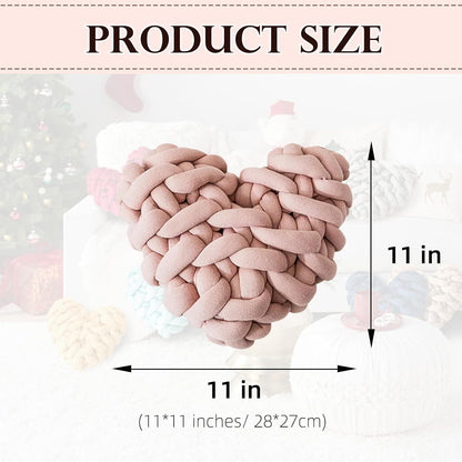 Heart Knotted Pillow Cute Love Shaped Throw Pillow for Sofa Couch Chair Home Knot Decorations Pink