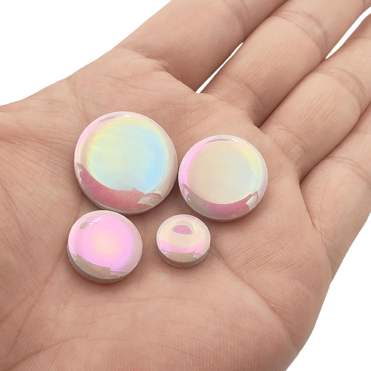 280PCS Iridescent Round Ceramic Mosaic Tiles for Crafts Bulk,1.1LB Circle Mosaic Pieces for Flowerpots, Vases, Cups, Garden and Home Decor DIY Mosaic Making Supplies (Pink)