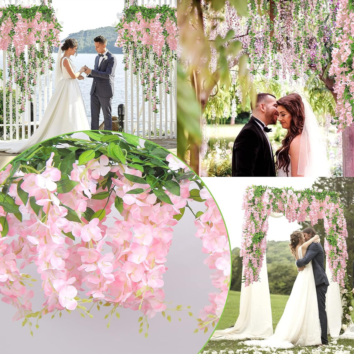 5Pcs Total 36FT Wisteria Artificial Flowers Garland for Decor