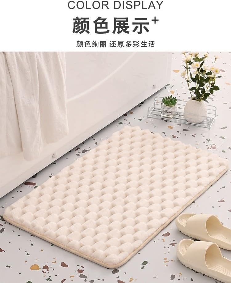 Water-Absorbing Anti-Slip Floor Mat, Geometric Bathroom Anti-Slip Door Foot Mat, Soft and Lightweight Bathroom Floor Mat 19x31 inch - (Pink)