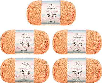 Combed Cotton 4 ply Yarn 5x50g-5Packs-03#Peach Fuzz