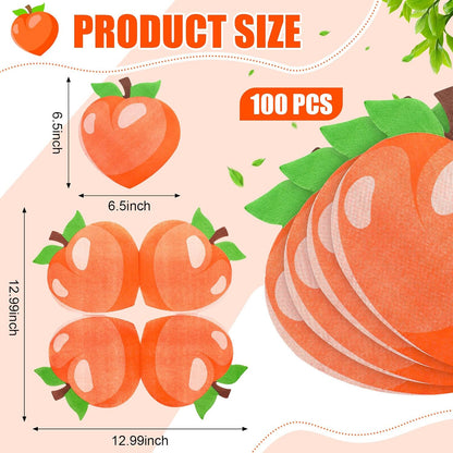 100 Pcs Paper Fruit Napkins Disposable Party 2 Ply Summer, Peach