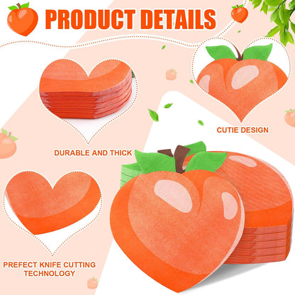 100 Pcs Paper Fruit Napkins Disposable Party 2 Ply Summer, Peach