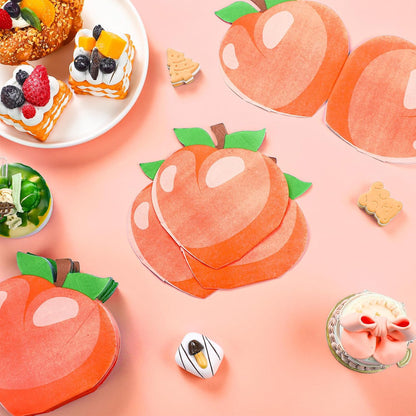100 Pcs Paper Fruit Napkins Disposable Party 2 Ply Summer, Peach