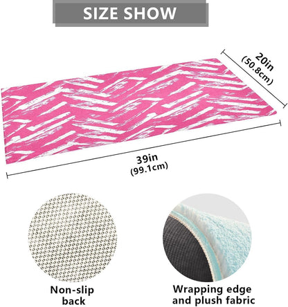 Bath Mat, Soft Absorbent Non Slip Bath Rug, Abstract Pink Stripe Bath Mats for Bathroom, Living Room Bedroom Home Mat Floor, Dry Quickly, Machine Washable 20 x 39 Inch