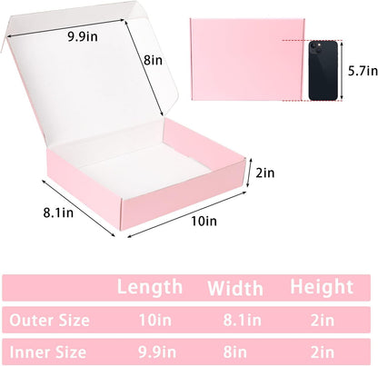 10x8x2 Pink Shipping Boxes Medium, 40 Pack Corrugated Cardboard Mailer Boxes for Packaging Small Business Mailing Gift
