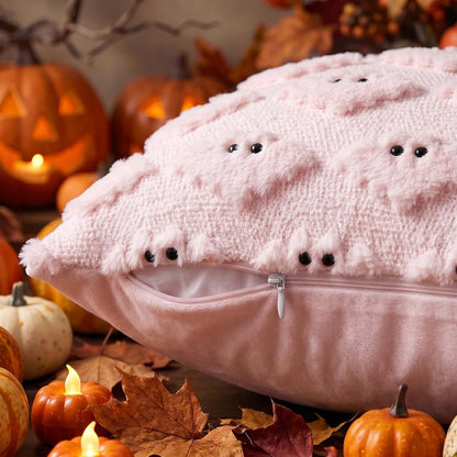 Halloween Pillow Covers 18x18 inch 2Pcs Pink Bat Halloween Decor
